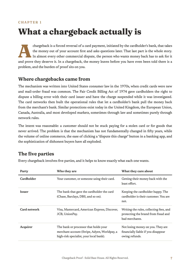 Chapter 1 of Chargeback Proof, ‘What a chargeback actually is’