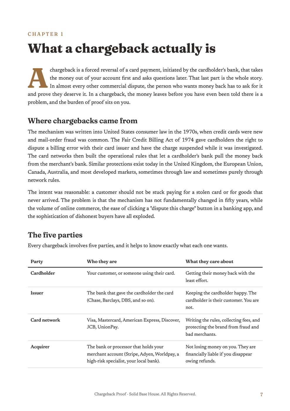 Chapter 1 of Chargeback Proof, ‘What a chargeback actually is’