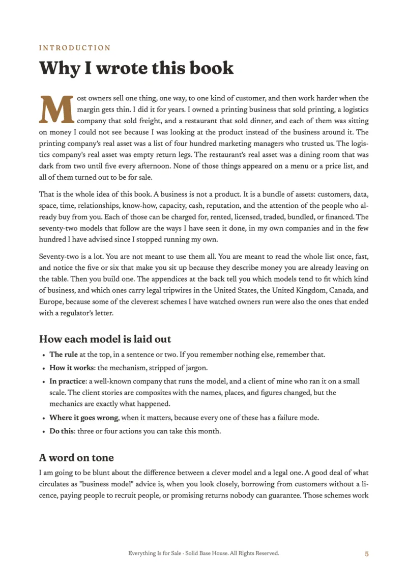The opening page of Everything Is for Sale, ‘Why I wrote this book’