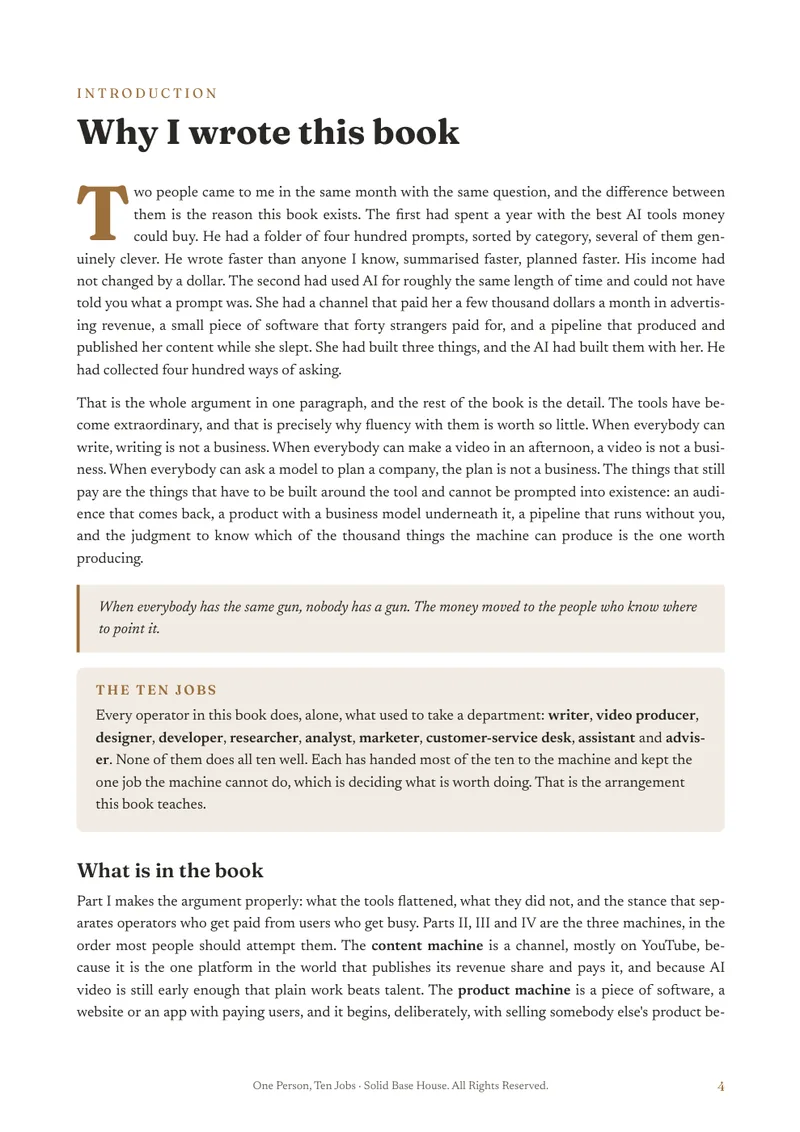 The opening page of One Person, Ten Jobs, ‘Why I wrote this book’