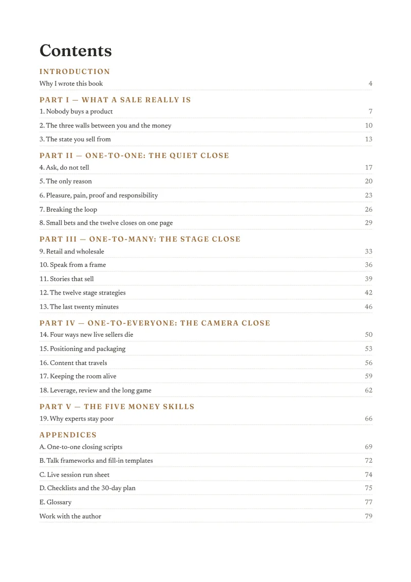 The contents page of People Buy Certainty