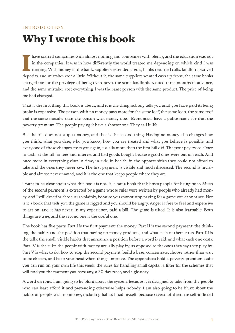 The opening page of The Poor Pay Twice, ‘Why I wrote this book’